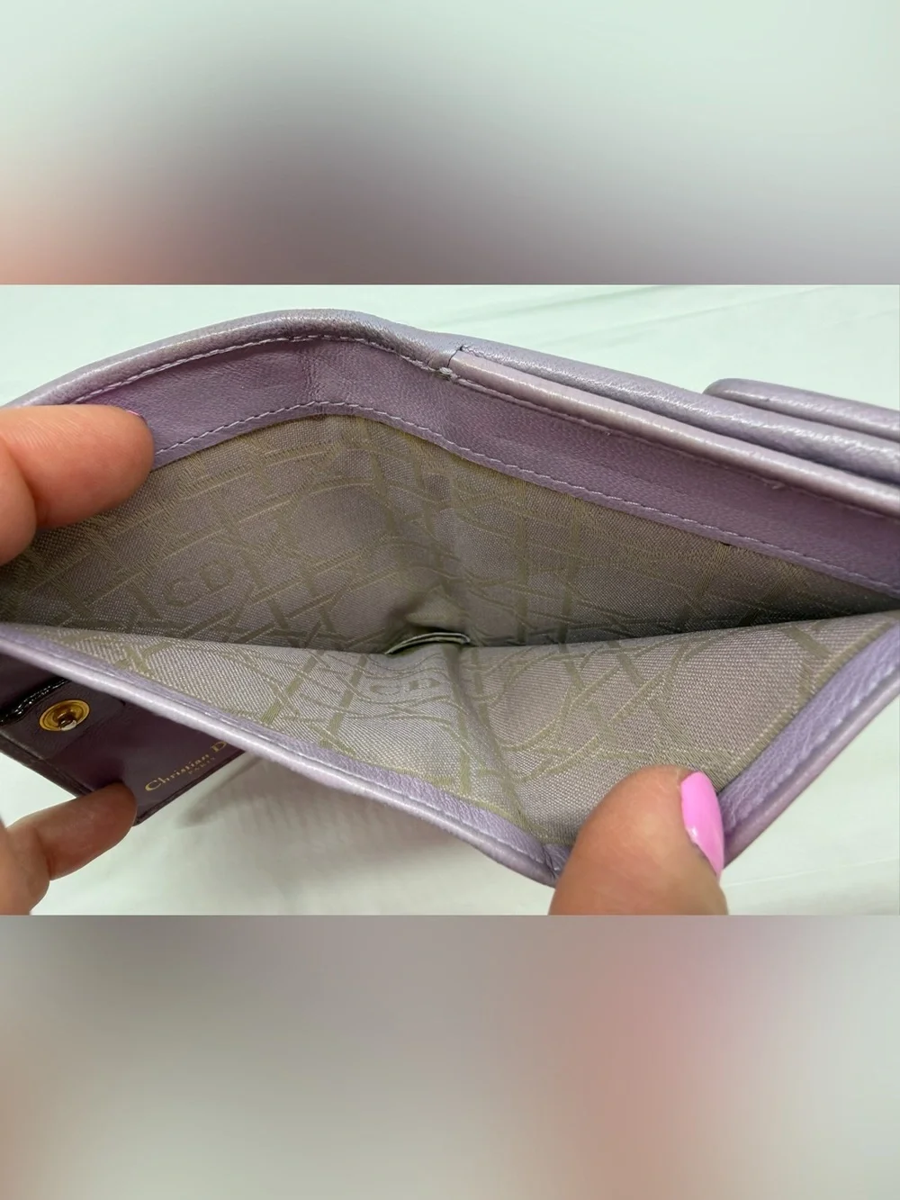 Christian Dior lilac compact wallet